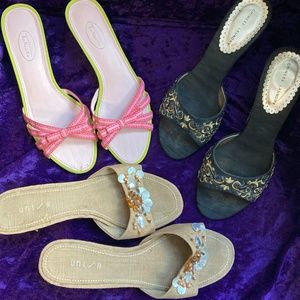 Three pairs summer slides! Size 9